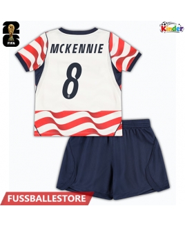 Günstige Vereinigte Staaten Weston McKennie #8 Heimtrikotsatz Kinder WM 2026 Kurzarm (+ Kurze Hosen)